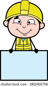 Cartoon Engineer Showing Blank Board