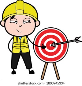 Cartoon Engineer showing dart-board goal