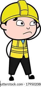 Cartoon Engineer thinking in Confusion Character Design Illustration