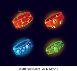 Cartoon Enigmatic Magic Rings, Possessing Mystical Powers, They Grant Their Wearers Unique Abilities Vector Illustration