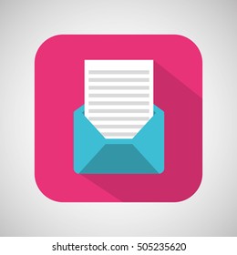 cartoon envelope email mail with shadow and pink background vector illustration