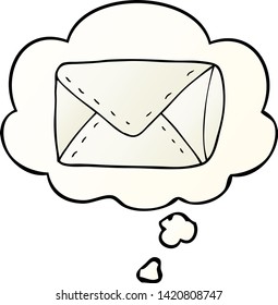 cartoon envelope with thought bubble in smooth gradient style
