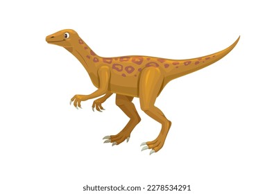 Cartoon eoraptor dinosaur character. Isolated vector carnivore lived in the Lower Triassic period. Ancient extinct wildlife beast, prehistoric biped with long tail. Paleontology epoch creature