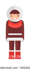 Cartoon eskimo illustration and cute eskimo vector happy girl