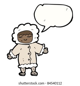 cartoon eskimo with speech bubble