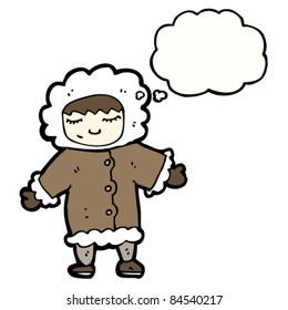 cartoon Eskimo in thick winter coat