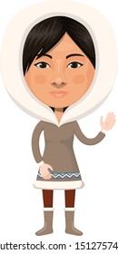 Cartoon Eskimo Woman Cartoon Character Illustration Isolated