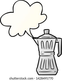 cartoon espresso maker with speech bubble in smooth gradient style