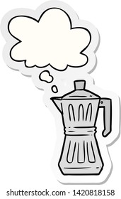 cartoon espresso maker with thought bubble as a printed sticker