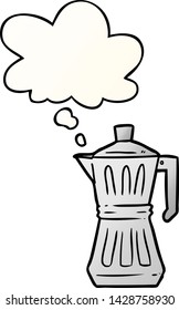 cartoon espresso maker with thought bubble in smooth gradient style