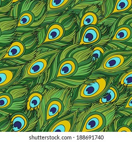 Cartoon ethnic vector Feathers seamless pattern