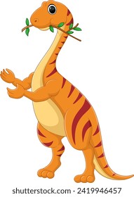 Cartoon euskelosaurus dinosaur on white background of illustration