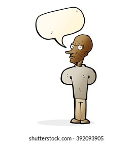 Karikaturenböse Glatze Mann mit Sprachblase