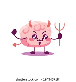 Caricatura de un cerebro malvado - Ilustración vectorial