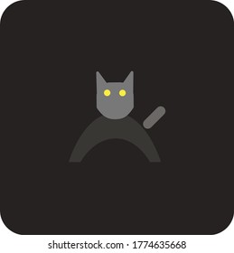 cartoon evil cat logo with yellow eyes
