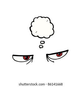 cartoon evil eyes with speech bubble