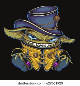 cartoon evil leprechaun in hat