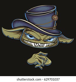cartoon evil leprechaun in hat