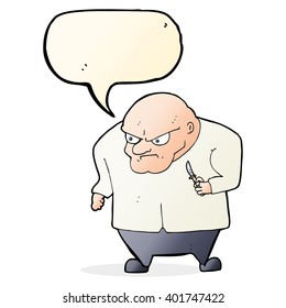 cartoon evil man with speech bubble