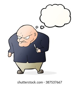 Cartoon-böse Mann mit Gedankenblase