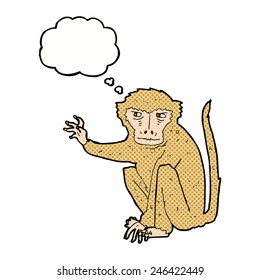 cartoon evil monkey with thought bubble