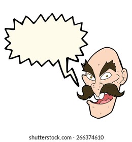 cartoon evil old man face with speech bubble
