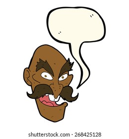cartoon evil old man face with speech bubble