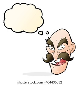 cartoon evil old man face with thought bubble