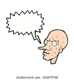 cartoon evil old man with speech bubble