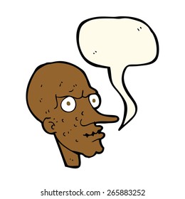 cartoon evil old man with speech bubble