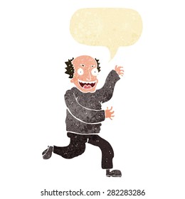 cartoon evil old man with speech bubble