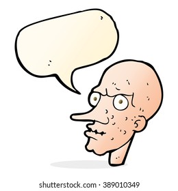 cartoon evil old man with speech bubble