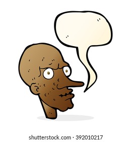 cartoon evil old man with speech bubble