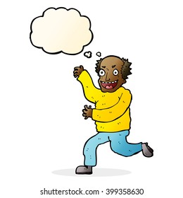cartoon evil old man with thought bubble