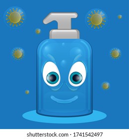Cartoon of an evil soap bottle - Vector