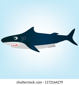 Cartoon evil white shark