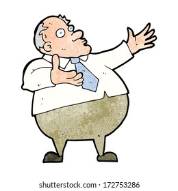 caricatura de hombre de mediana edad exasperado