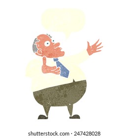 cartoon exasperated middle aged man with speech bubble