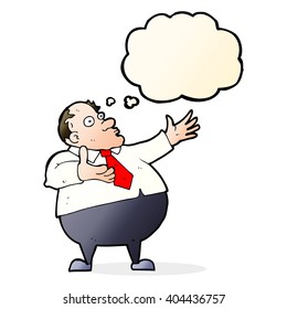 cartoon exasperated middle aged man with thought bubble