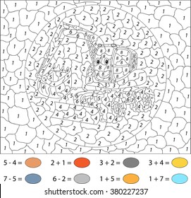 Cartoon Excavator Color By Number Educational Stock Vector (Royalty ...