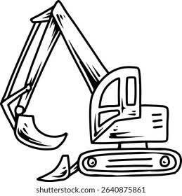 Cartoon excavator outline illustration for coloring  