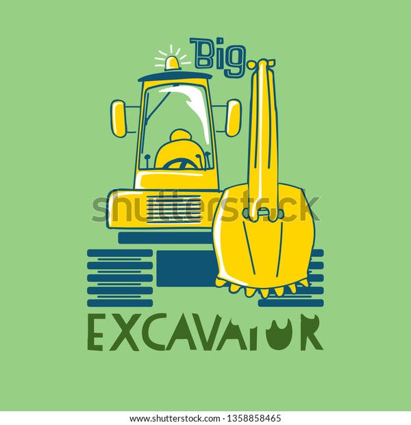cartoon excavator\
vector illustration for\
kids