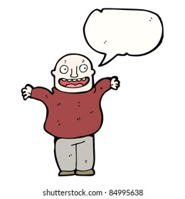 cartoon excited bald man
