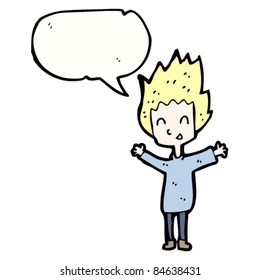 cartoon excited blond boy