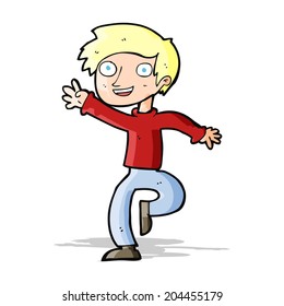 cartoon excited boy dancing