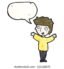 cartoon excited boy with speech bubble