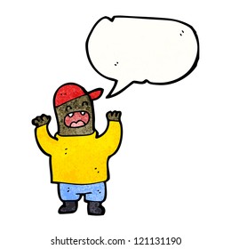 cartoon excited boy with speech bubble