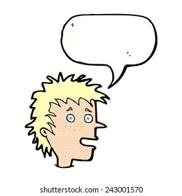 cartoon excited boy with speech bubble