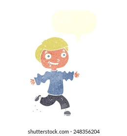 cartoon excited boy with speech bubble