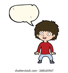 cartoon excited boy with speech bubble